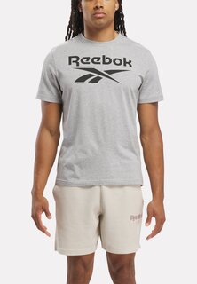 футболка с принтом Ri Big Stacked Logo Reebok, цвет medium grey heather
