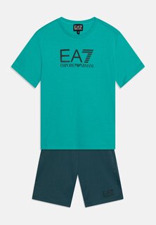 футболка с принтом Tuta Sportiva Unisex Set EA7 Emporio Armani, цвет green/blue
