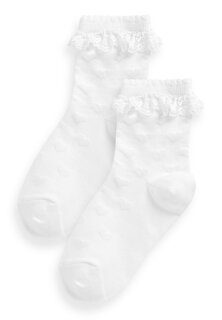 Носки Cotton Rich Heart Ruffle Ankle Socks 2 Pack Next, белый