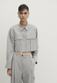 Рубашка Studio-Cropped With Pockets Massimo Dutti, цвет grey