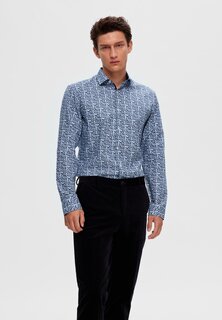 Классическая рубашка Slhslimnew Mark Shirt Selected, цвет medium blue denim aop