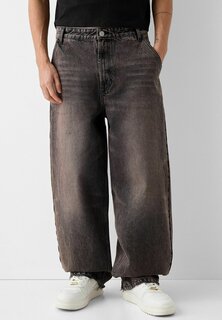 Мешковатые джинсы Faded-Effect Skater Bershka, коричневый