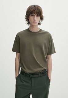 Базовая футболка Short Sleeve Massimo Dutti, цвет mottled dark green