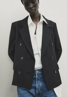 Пиджак Double-Breasted Cropped Massimo Dutti, черный