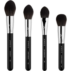 Sigma Beauty Studio Brush Set Набор кистей для лица из 4 предметов — веганские, гипоаллергенные, синтетические кисти для макияжа