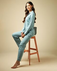 Женские длинные пижамные брюки Nymos, светло-синий
