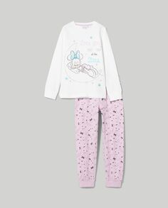 Длинная пижама из чистого хлопка с принтом для девочек., светло-розовый NO Brand