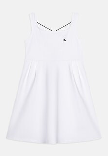 Платье из джерси Back Logo Fit Flare Calvin Klein Jeans, цвет bright white
