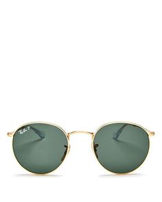 Поляризованные круглые солнцезащитные очки унисекс Ray-Ban, цвет Matte Gold/Green Polarized
