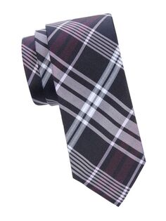 Шелковый галстук в клетку Saks Fifth Avenue, цвет Purple Multicolor