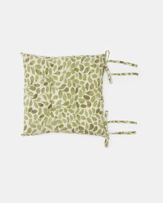 Подушка на стул из органического хлопка с листвой, оливково-зеленый NO Brand
