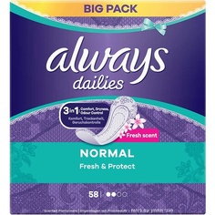 Прокладки для трусов Always Dailies Fresh и Protect Normal Fresh, 58 шт.