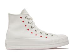 Кроссовки Converse Wmns Chuck Taylor All Star Lift Platform High &apos;Embroidered Hearts - White&apos;, белый