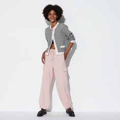 Спортивные брюки-карго (длина 73-75 см) UNIQLO, розовый