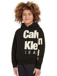 Свободный детский свитшот Calvin Klein, черный/бежевый