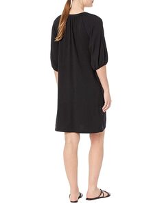 Платье Lilla P Elbow Sleeve Split-Neck Dress, черный