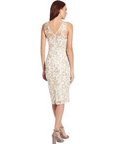 Платье Adrianna Papell Sleeveless Embroidered Sheath Dress, слоновая кость