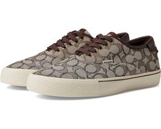 Кроссовки COACH Signature Jacquard Leather Lace-Up Skate Sneaker, коричневый