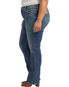 Джинсы Silver Jeans Co. Plus Size Elyse Mid-Rise Slim Bootcut Jeans W03601ECF317, индиго