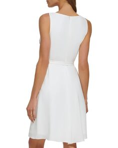 Платье DKNY Sleeveless Floral Border Belted Dress, цвет Ivory/Spring Navy Multi
