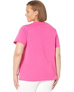Топ Vince Camuto Plus Size Short Sleeve Crew Neck Solid Polished Knit Top, цвет Hot Pink