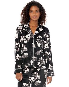 Пижамный комплект Donna Karan Long Sleeve Sleep PJ Set, цвет Black Floral Dkny