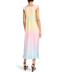 Платье Betsey Johnson Rainbow Rays Printed Silky Satin Slip Dress, цвет Rainbow Sunrise