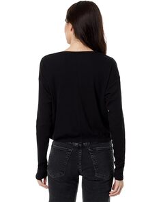 Футболка bobi Los Angeles Cowl Neck Long Sleeve Elastic Hem Tee, черный