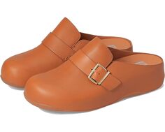 Сабо FitFlop Shuv Buckle-Strap Leather Clogs, цвет Light Tan