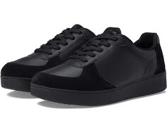 Кроссовки FitFlop Rally Leather/Suede Panel Sneakers, цвет All Black