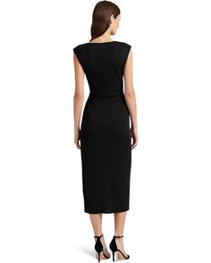 Платье LAUREN Ralph Lauren Stretch Jersey Tie-Front Dress, черный