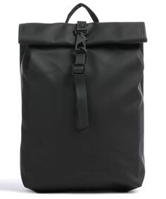 Мини-рюкзак с откидным верхом, полиэстер, полиуретан Rains, черный