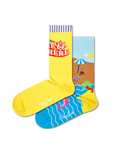 Комплект из 2 высоких носков унисекс Happy Socks, мультиколор