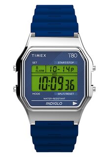 Цифровые часы TIMEX T80 34MM RESIN STRAP WATCH, цвет Blue