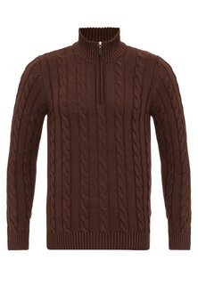 Вязаный свитер CABLE HALF ZIPPER Felix Hardy, цвет dark brown