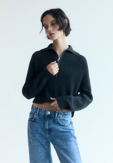 Вязаный свитер CROPPED QUARTER PULL&amp;BEAR, цвет dark grey