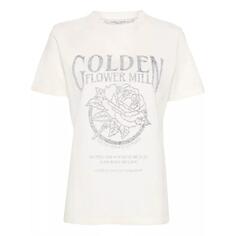 Футболка distressed logo-print cotton t-shirt Golden Goose, белый