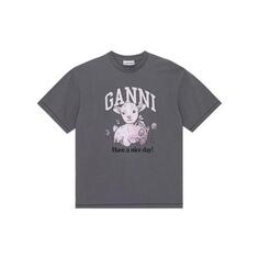 Футболка t-shirt mit logo-print volcanic ash Ganni, мультиколор