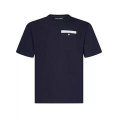 Футболка navy cotton jersey crewneck t-shirt Palm Angels, синий