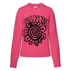 Свитер fuchsia wool blend sweater Ganni, розовый