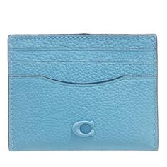Кошелек flat card case in pebble leather with sculpted c h Coach, синий