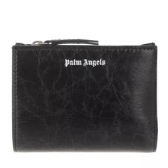Кошелек crinkle leather zip wallet black black Palm Angels, черный