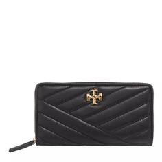 Кошелек kira chevron zip continental wallet Tory Burch, черный