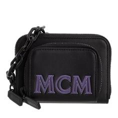 Кошелек zipped wallet with neck strap Mcm, черный