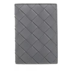 Кошелек woven card case leather thunder Bottega Veneta, серый