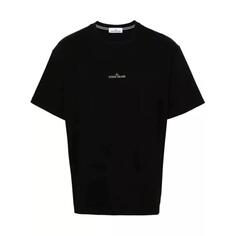 Футболка compass-print cotton t-shirt Stone Island, черный