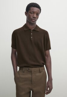Рубашка-поло SHORT SLEEVES Massimo Dutti, цвет mottled dark brown