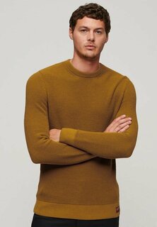 Вязаный свитер TEXTURED CREW Superdry, цвет washed turmeric tan