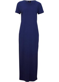 Хлопковое платье макси с разрезом Bpc Bonprix Collection, синий