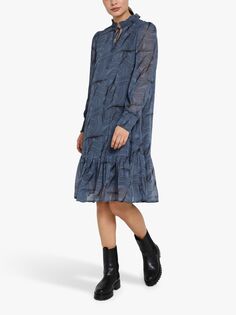 KAFFE Jema Многоярусное платье с абстрактным принтом, Infinity Blue